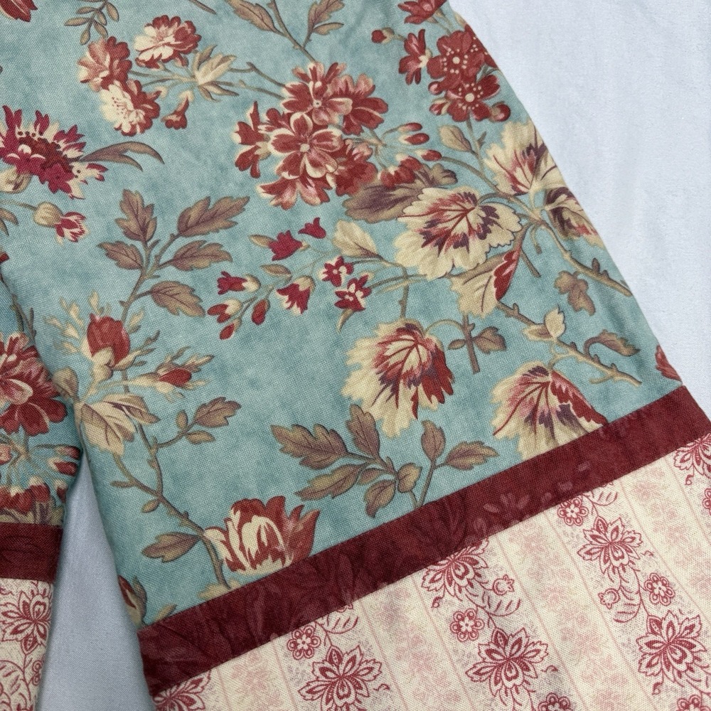 Vintage Homemade Pillowcases Cotton Floral Roses On Teal French‎ Country Cottage